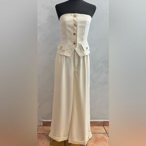 Elegant Cream Strapless two pieces set